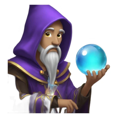 mage with thinking face holding crystal ball sticker