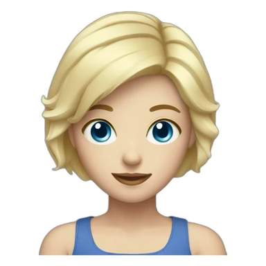 Blonde Girl with blue eyes and short hair with camera  sticker