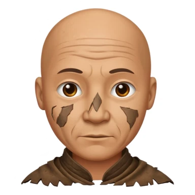ancient man bold head, tattered animal skin leather sticker