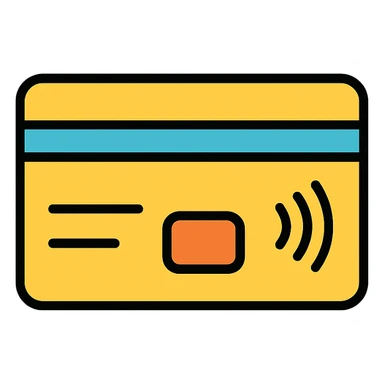 credit card with a contactless symbol, clean and professional sticker