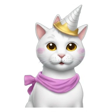 Cat in a unicorn costume with a hat sticker