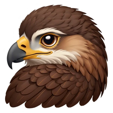 Meme-Worthy Cute Sleeping Hawk Portrait Emoji, Head resting peacefully with a contented smile, showcasing a robust, agile form with eyes gently closed in serene slumber and a subtly curved beak, Simplified yet adorably endearing features, highly detailed, glowing with a soft, drowsy light, high shine, relaxed and utterly lovable, stylized with an air of playful laziness, soft glowing outline, capturing the essence of a sleeping hawk that feels destined to become the next viral icon of adorable rest! sticker