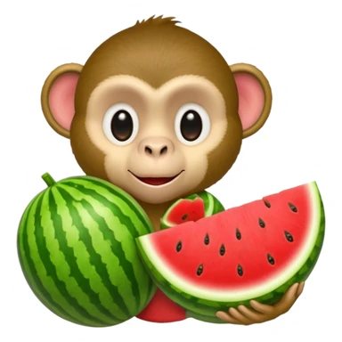 Monkey holding watermelon sticker
