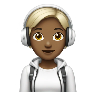 girl with short hair wearing white headphones sticker