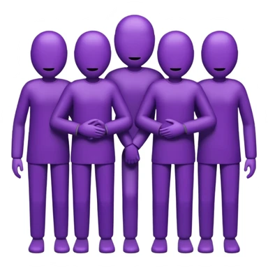 purple group without eyes and nose  holding hands sticker