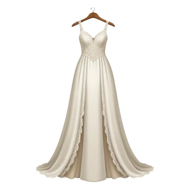 White sparkly wedding dress on a hanger sticker
