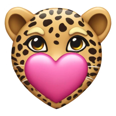 apple heart emoji pink leopard sticker