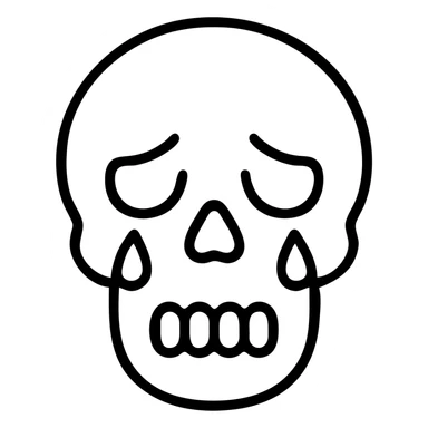 A skull with tears streaming down from its eye sockets, crying skull, sad expression sticker