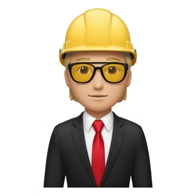 black suit red tie with yellow helmet man and sunglasses sticker