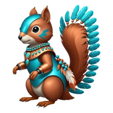 Full Robotic squirrel wearing native American regalia with feathers and beads sticker