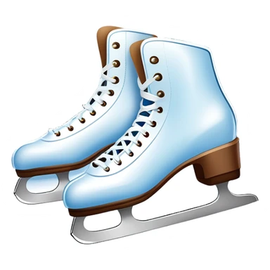 An icon showing a pair of elegant ice skates gliding across a smooth, frozen rink with snowflakes in the air. In the background, twinkling lights, winter trees, and cheering spectators create a festive atmosphere. Transparent background highlights the grace and charm of ice skating. sticker