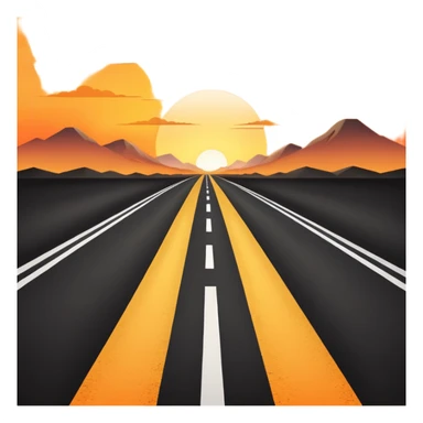 road with sunset sticker