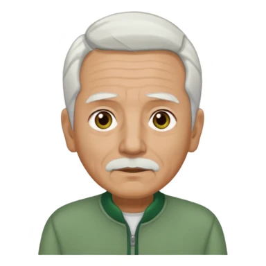 abuelo con pelo blanco, ojos cafés y ropa verde sticker