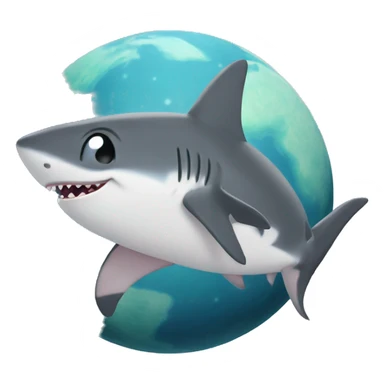 Baby shark on the moon  sticker