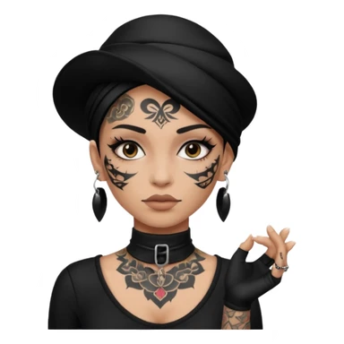 white shaman woman black clothes black accesories face tattoos sticker