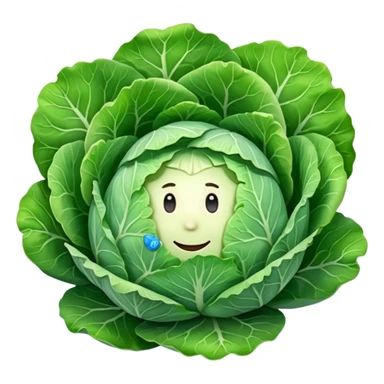 round cabbage, whole, smooth tightly packed leaves, pale green to white, firm spherical head, gentle veining, slight gloss, soft lighting, emoji scale sticker