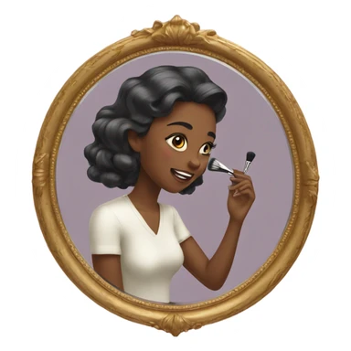 Girl putting on makeup in vintage mirror sticker