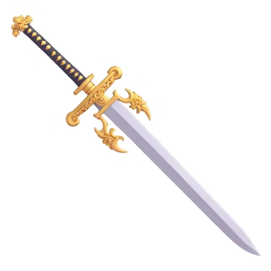 friendly, bold Zulfiqar sword emoji with bifurcated split blade and ornate hilt, easily recognizable, no text sticker
