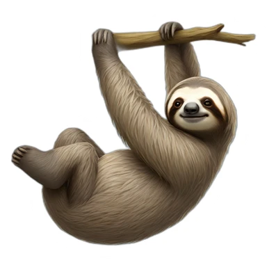 realistic full body sloth hanging from branch sticker
