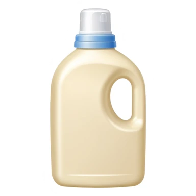 detergent bottle, cream colored, small white cap sticker
