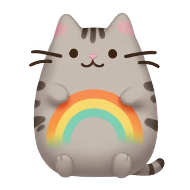 Two orange rainbow pusheen    sticker