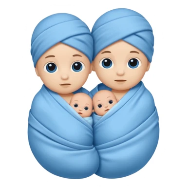 Twin swaddled babies in blue sticker