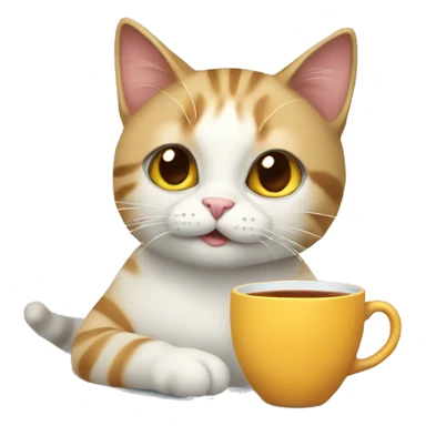 CAT with cup of tea sticker