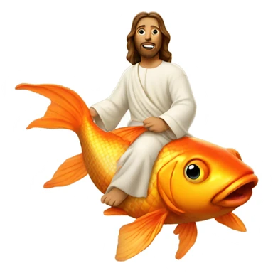Jesus riding a goldfish sticker