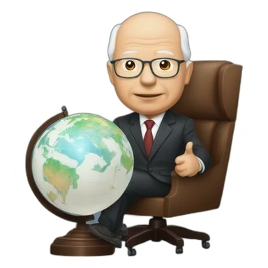klaus schwab with the globe in his hand sticker
