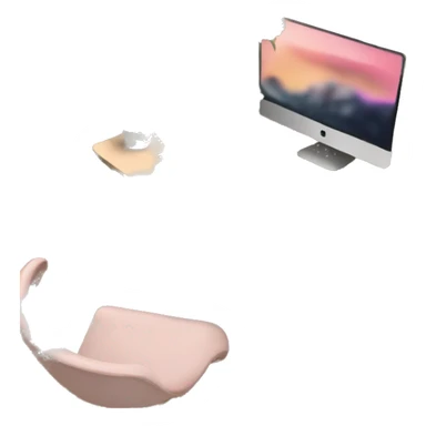 aesthetic desk with Mac and plants sticker