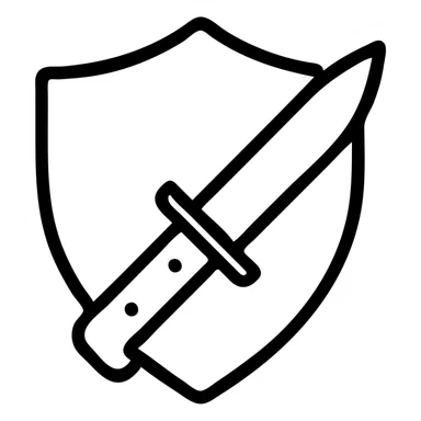 shield and knife outlined icon sticker