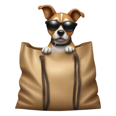 realistic dog in a bag sun with glasses background  sticker