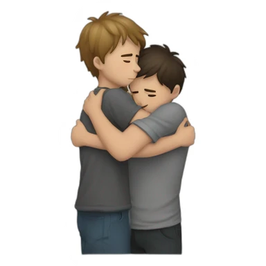 depressed sad boys huging eachother sticker