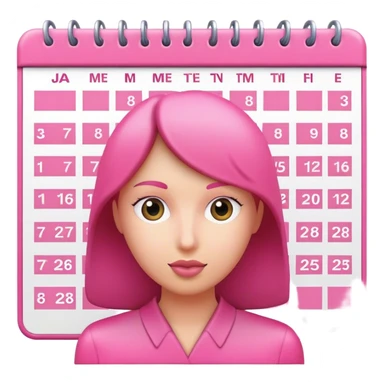 pink calendar with person faces instead of dates 3d icon sticker