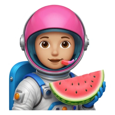 Neon pink and blue spaceman eating melon sticker