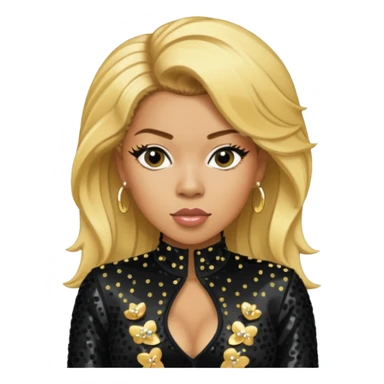 Keyshia Cole with golden blonde hair, black sequin outfit sticker