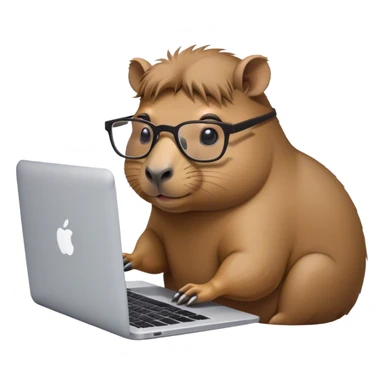 capivara de óculos mexendo no macbook sticker