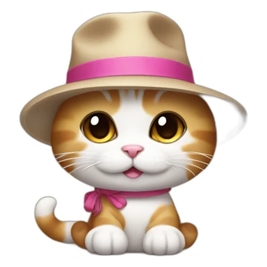 Kawaii cat artist in hat with a brush so it can be used as a mouse cursor sticker