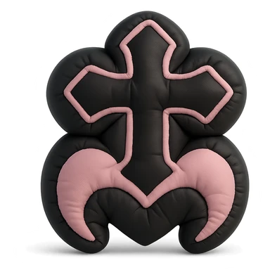 BLACKPINK-inspired gothic object, soft and plush, black and pink colors, cushion style sticker