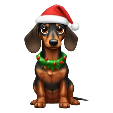 Daschund wearing Christmas outfit sticker