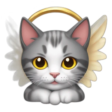 a cat with an angel ring and devil horns sticker
