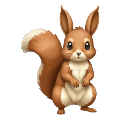 Cute cool animal hybrid Fakemon full body, brown, beige, squirrel-eevee-bunny sticker