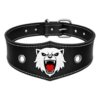 Leather collar engraved with screaming mouth sigil, dominance aesthetic sticker