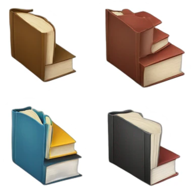books with different size and thick with one book inclined sticker