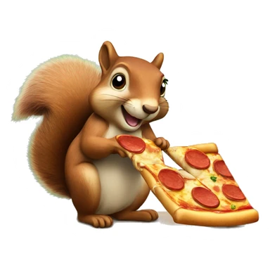 Squirrel eating pizza sticker