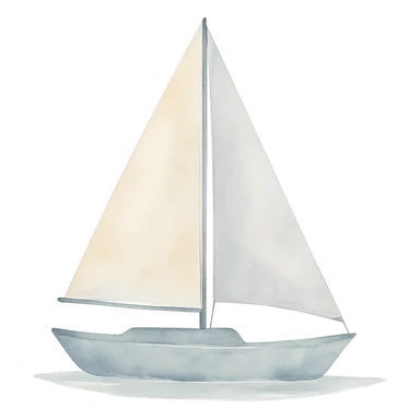 a sailboat in watercolor art style sticker