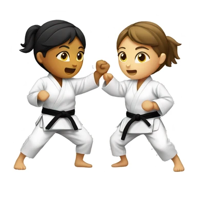 Two Girls fighting doing judo black belt sticker