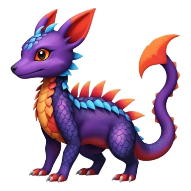 Cute Exotic Colorful Guilmon-Salandit-Umbreon-Quilava-Fakémon-hybrid-creature (full body)  sticker