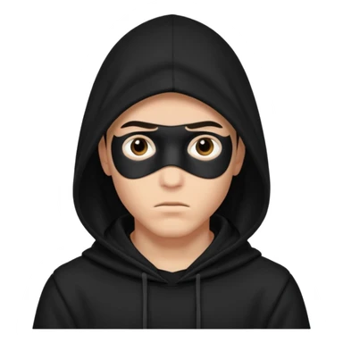 Un joven con una capucha negra que solo le deje ver los ojos y cejas sticker