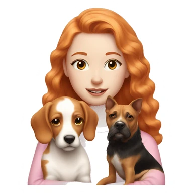 Pretty Ginger girl with lashes in pink with a dog sticker